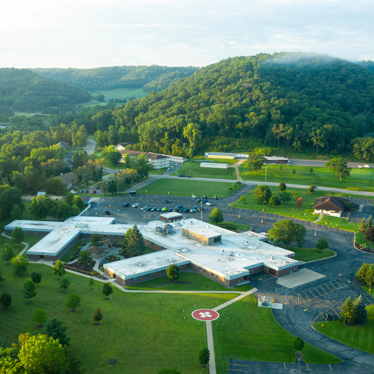 AdventHealth Durand facility surrounded by beautiful, lush rolling hills