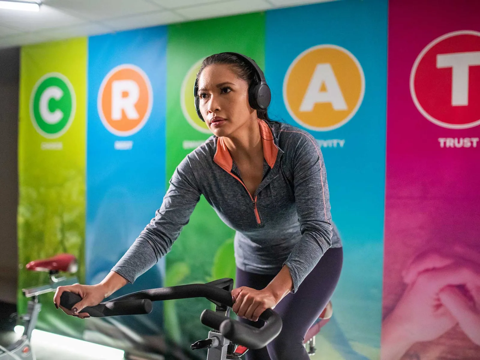 AdventHealth employee doing a cycling session