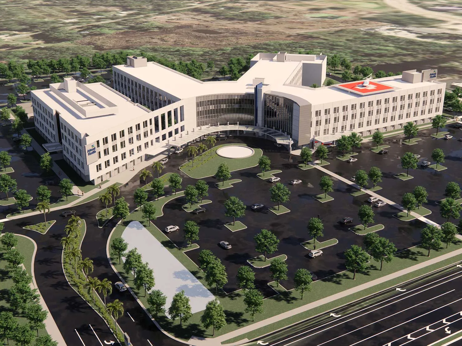 A top-down render of AdventHealth Riverview