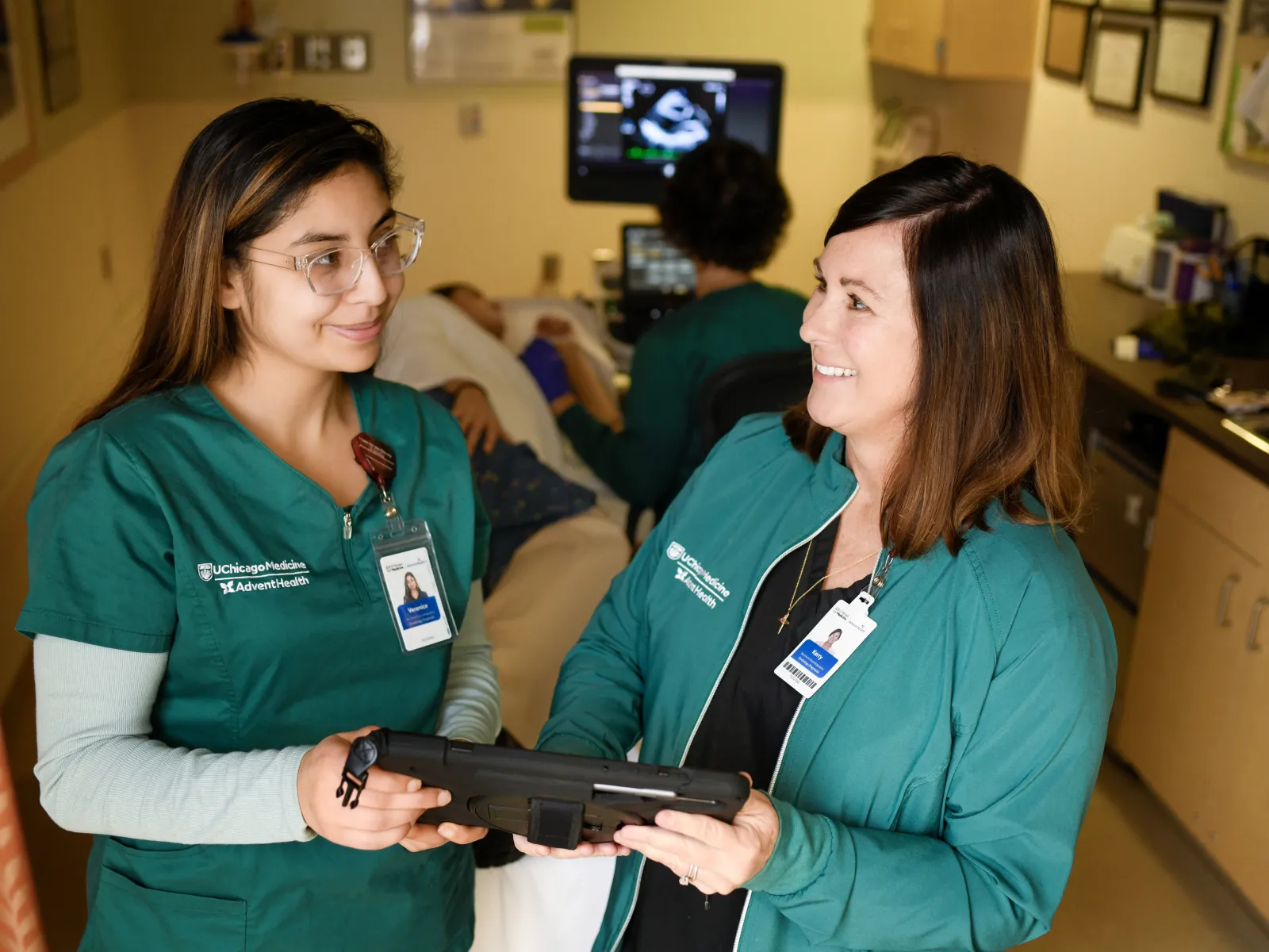 two nurses facing each other