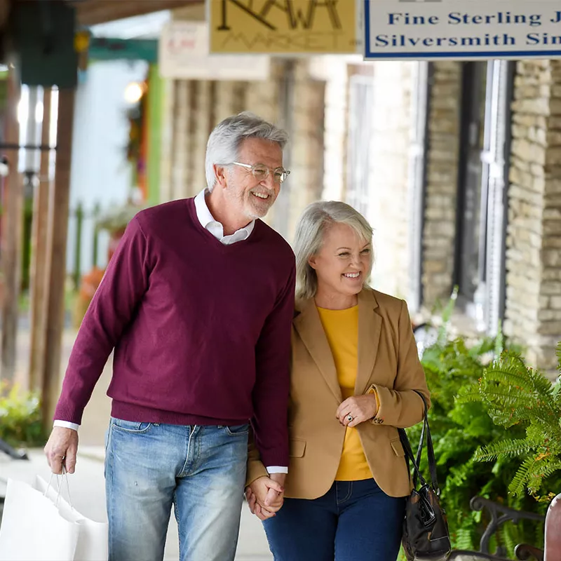 Couple happily shopping.