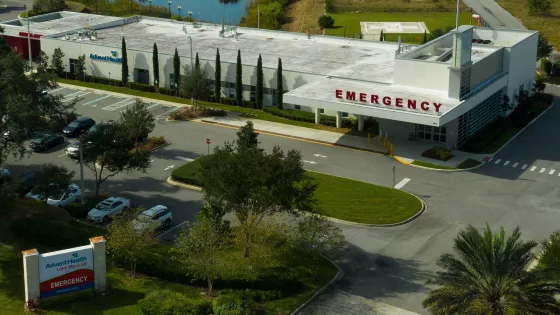 A render of AdventHealth Lake Mary ER and its parking lot