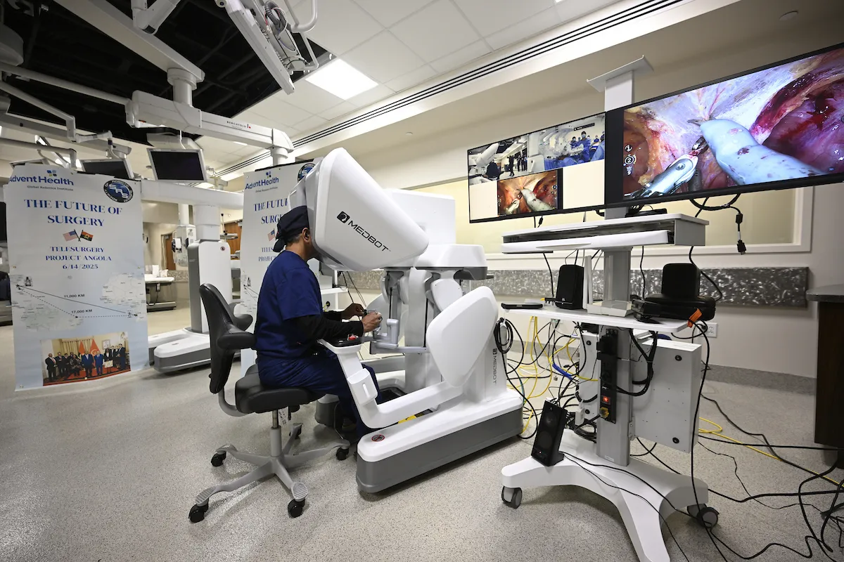 Dr. Patel at console for Angola telesurgery
