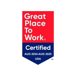 Great Place to Work Certified badge, USA, Aug 2024 to Aug 2025